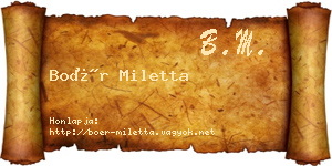 Boér Miletta névjegykártya